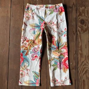 Cache - Floral Capri Pant - Rhinestone Buckle - 8